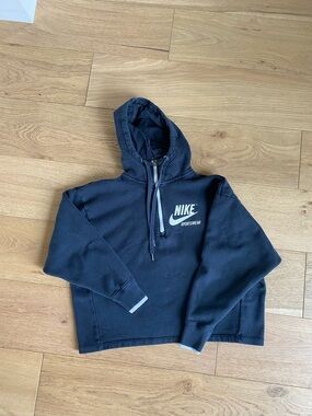 Nike Black Cropped Hoodie with White Logo